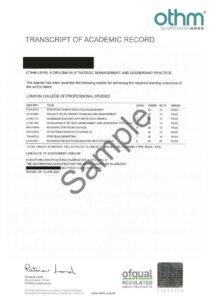 OTHM Level 8 Diploma in Strategic Management and Leadership Practice